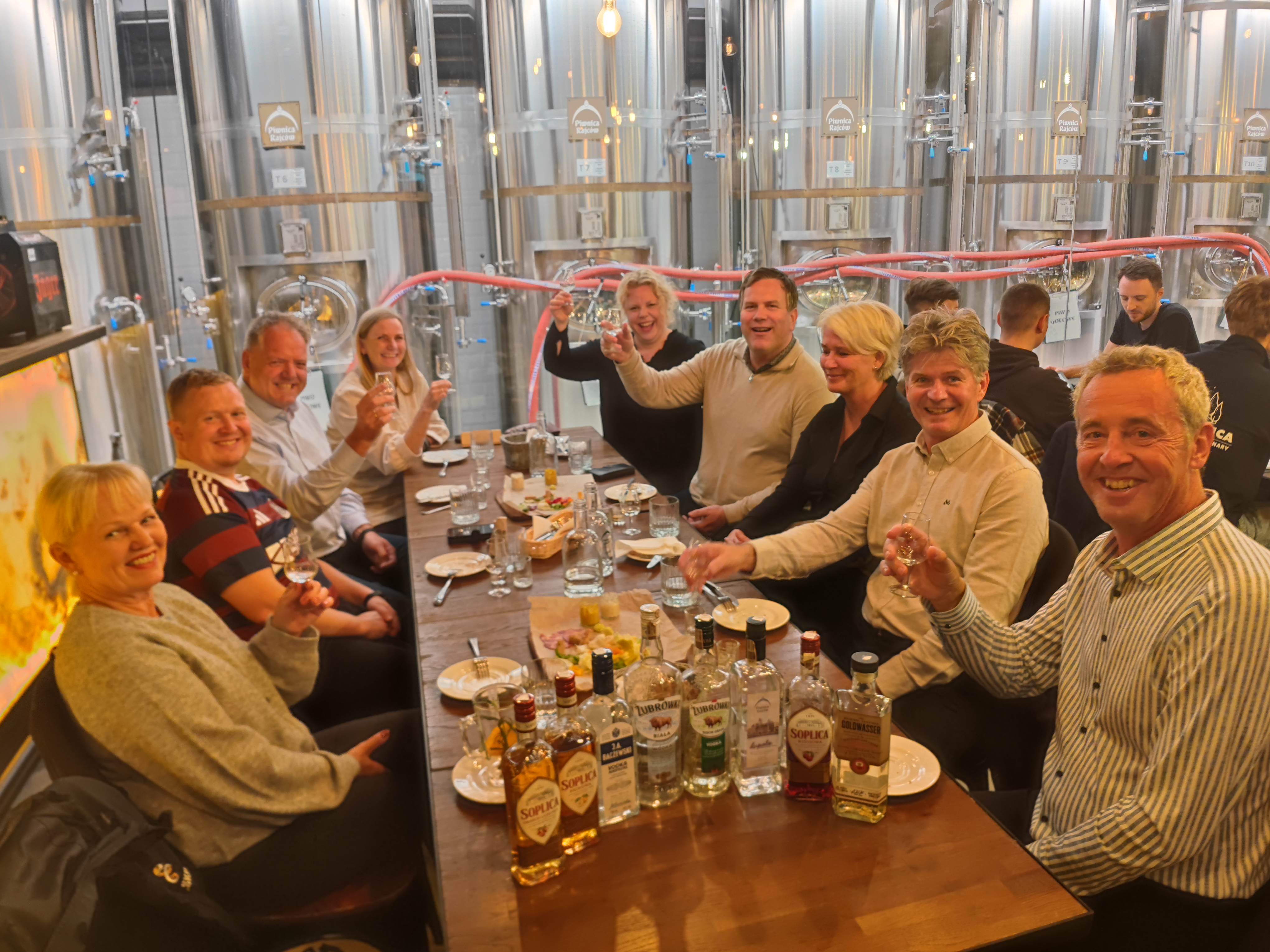 A group enjoying a guided vodka tour through authentic local venues